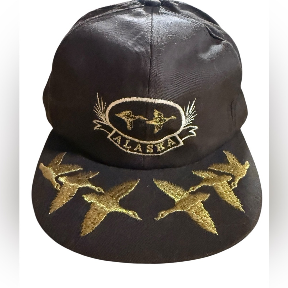 Alaska Embroidered Black and Gold Cap